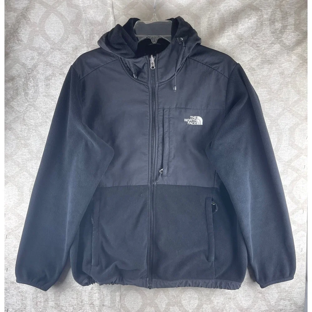 The North Face Denali 2 Women XL Black Hooded Fleece Jacket Recycled Nylon - Picture 1 of 9